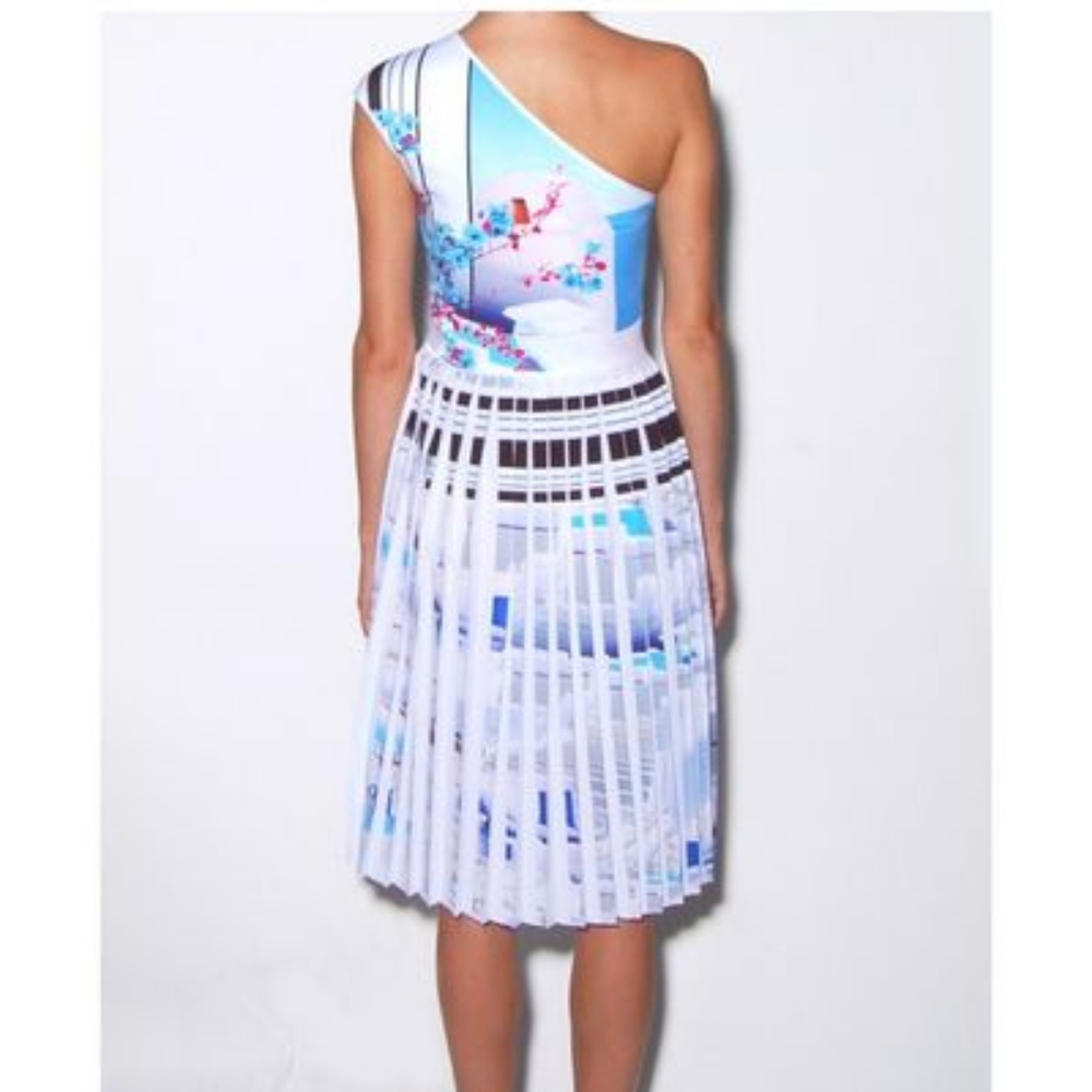 Clover Canyon Santorini One Shoulder Pleated Dress - Picture 3 of 5
